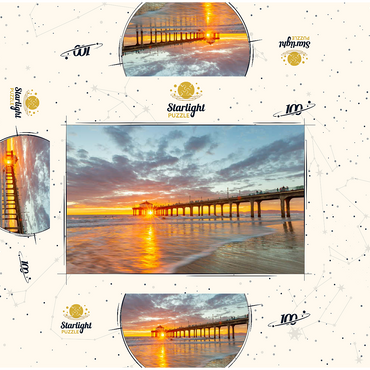 Manhattan Beach Pier Sunset Glow 100 Jigsaw Puzzle box 3D Modell