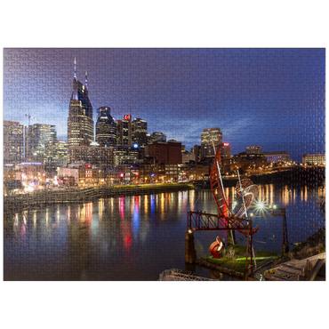 puzzleplate Nashville Skyline with Cumberland River Reflections at Dusk 1000 Jigsaw Puzzle