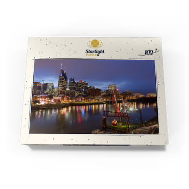 Nashville Skyline with Cumberland River Reflections at Dusk 100 Jigsaw Puzzle box view3