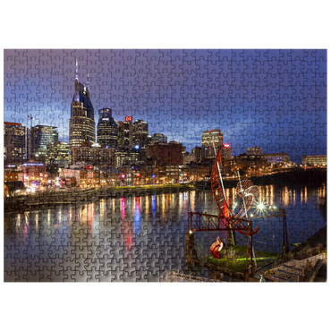 puzzleplate Nashville Skyline with Cumberland River Reflections at Dusk 500 Jigsaw Puzzle