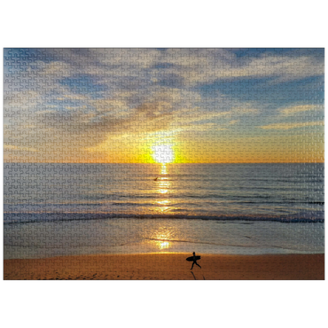 puzzleplate Surfer at Sunset on California Beach 1000 Jigsaw Puzzle