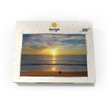 Surfer at Sunset on California Beach 500 Jigsaw Puzzle box view3