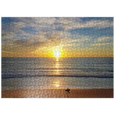 puzzleplate Surfer at Sunset on California Beach 500 Jigsaw Puzzle