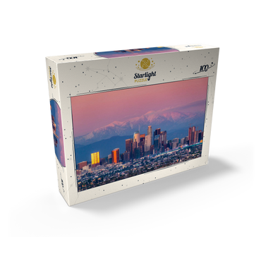 Los Angeles Skyline at Sunset with Snowy Mountains 100 Jigsaw Puzzle box view2
