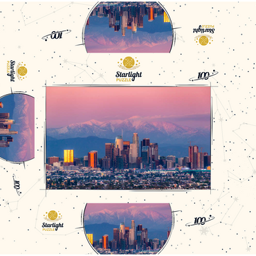 Los Angeles Skyline at Sunset with Snowy Mountains 100 Jigsaw Puzzle box 3D Modell