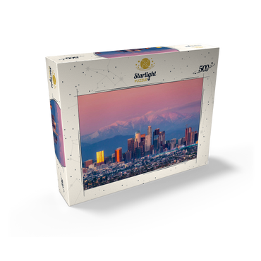 Los Angeles Skyline at Sunset with Snowy Mountains 500 Jigsaw Puzzle box view2
