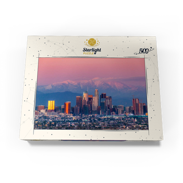 Los Angeles Skyline at Sunset with Snowy Mountains 500 Jigsaw Puzzle box view3