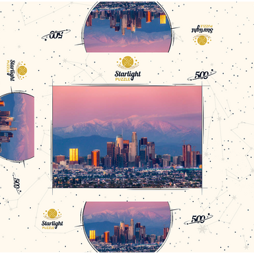 Los Angeles Skyline at Sunset with Snowy Mountains 500 Jigsaw Puzzle box 3D Modell