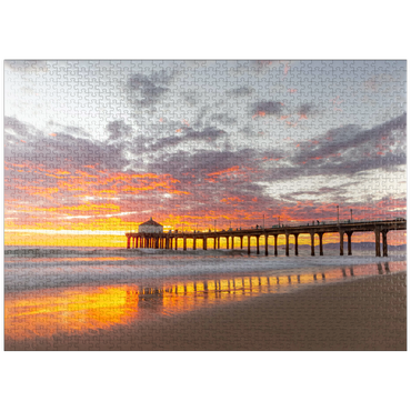 puzzleplate Manhattan Beach Pier Sunset Reflection 1000 Jigsaw Puzzle