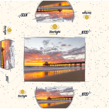 Manhattan Beach Pier Sunset Reflection 1000 Jigsaw Puzzle box 3D Modell