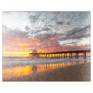 puzzleplate Manhattan Beach Pier Sunset Reflection 100 Jigsaw Puzzle