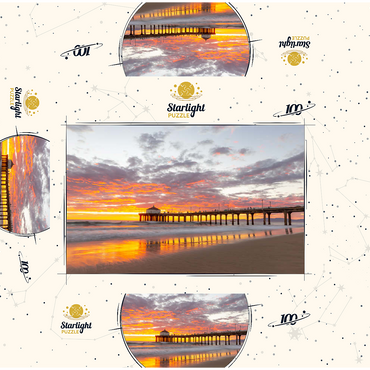 Manhattan Beach Pier Sunset Reflection 100 Jigsaw Puzzle box 3D Modell