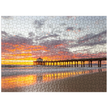 puzzleplate Manhattan Beach Pier Sunset Reflection 500 Jigsaw Puzzle