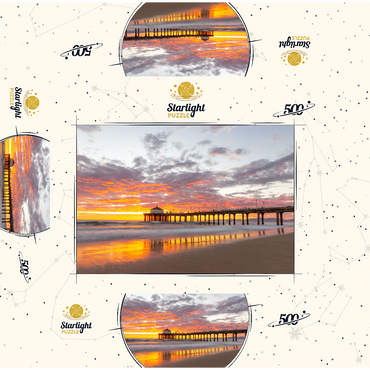 Manhattan Beach Pier Sunset Reflection 500 Jigsaw Puzzle box 3D Modell