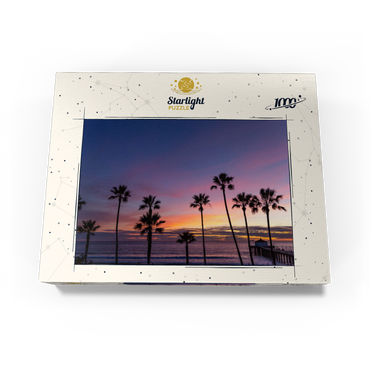 Manhattan Beach Pier at Sunset with Palm Silhouettes 1000 Jigsaw Puzzle box view3
