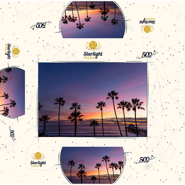 Manhattan Beach Pier at Sunset with Palm Silhouettes 500 Jigsaw Puzzle box 3D Modell