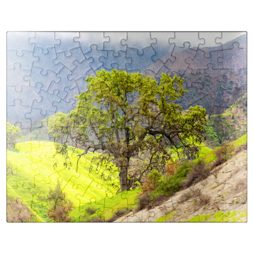 puzzleplate California Oak Tree in Spring Green Hills 100 Jigsaw Puzzle