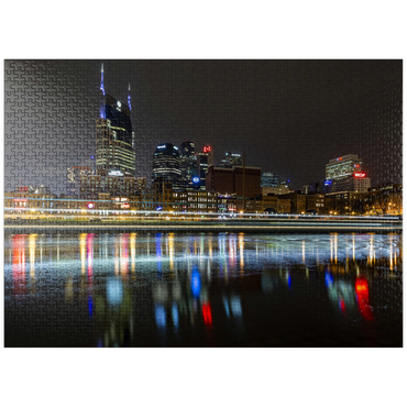 puzzleplate Nashville Skyline at Night - Reflections on the Cumberland River 1000 Jigsaw Puzzle