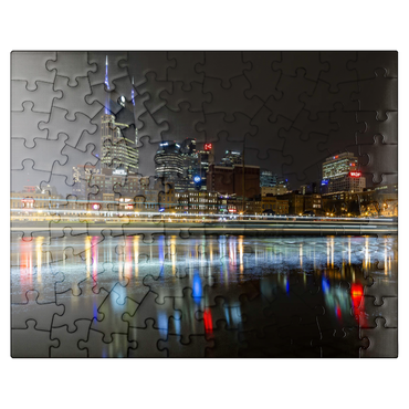 puzzleplate Nashville Skyline at Night - Reflections on the Cumberland River 100 Jigsaw Puzzle