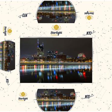 Nashville Skyline at Night - Reflections on the Cumberland River 100 Jigsaw Puzzle box 3D Modell