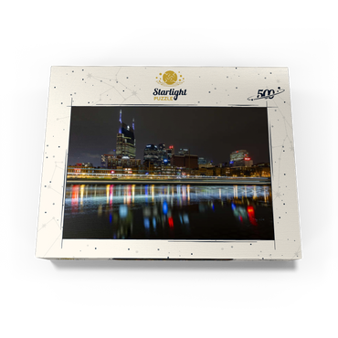 Nashville Skyline at Night - Reflections on the Cumberland River 500 Jigsaw Puzzle box view3
