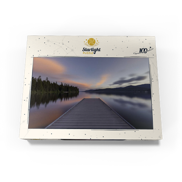 Montana Lake Dock at Dusk - Serene Forest Reflections 100 Jigsaw Puzzle box view3