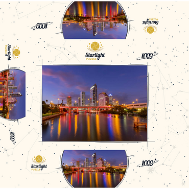 Tampa Skyline - Night Reflections on Hillsborough River 1000 Jigsaw Puzzle box 3D Modell