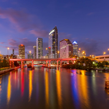 Tampa Skyline - Night Reflections on Hillsborough River 100 Jigsaw Puzzle 3D Modell