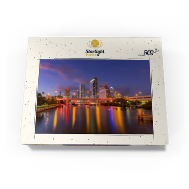 Tampa Skyline - Night Reflections on Hillsborough River 500 Jigsaw Puzzle box view3