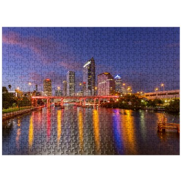 puzzleplate Tampa Skyline - Night Reflections on Hillsborough River 500 Jigsaw Puzzle