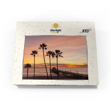 Manhattan Beach Pier - Sunset with Silhouetted Palms 1000 Jigsaw Puzzle box view3