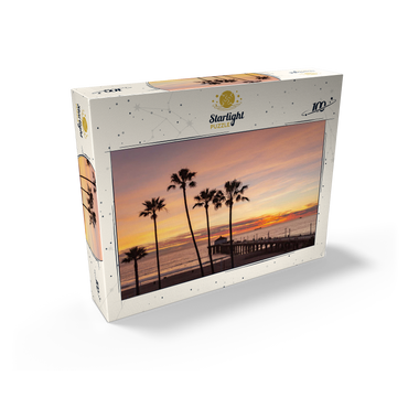 Manhattan Beach Pier - Sunset with Silhouetted Palms 100 Jigsaw Puzzle box view2
