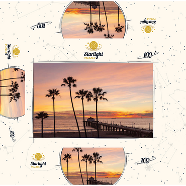 Manhattan Beach Pier - Sunset with Silhouetted Palms 100 Jigsaw Puzzle box 3D Modell