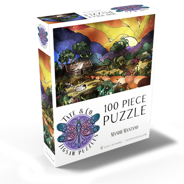 The Shepherds Cottage Stained Glass - Mandie Manzano 100 Jigsaw Puzzle box view2