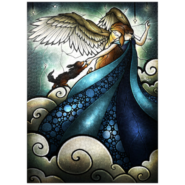 puzzleplate All Dogs Do Go To Heaven Stained Glass 1000 Jigsaw Puzzle