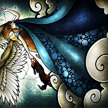 All Dogs Do Go To Heaven Stained Glass - Mandie Manzano 100 Jigsaw Puzzle 3D Modell