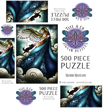 All Dogs Do Go To Heaven Stained Glass 500 Jigsaw Puzzle box 3D Modell