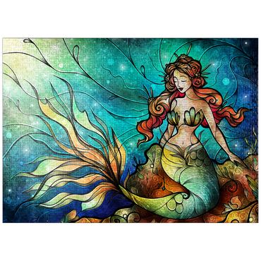 puzzleplate The Serene Siren Stained Glass 1000 Jigsaw Puzzle