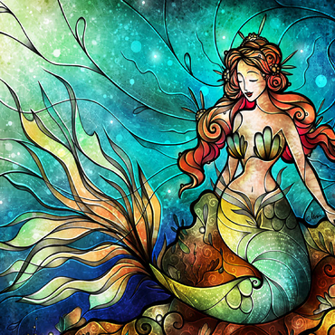 The Serene Siren Stained Glass - Mandie Manzano 100 Jigsaw Puzzle 3D Modell