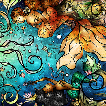 Friends Under the Sea Stained Glass 500 Jigsaw Puzzle 3D Modell