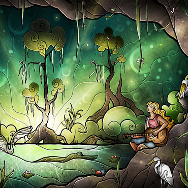 Bayou Enchantment Stained Glass - Mandie Manzano 100 Jigsaw Puzzle 3D Modell