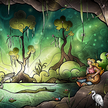 Bayou Enchantment Stained Glass 500 Jigsaw Puzzle 3D Modell