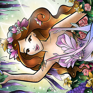 Flora the Fairy of Spring Stained Glass - Mandie Manzano 100 Jigsaw Puzzle 3D Modell