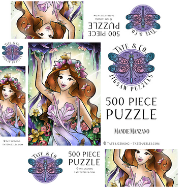 Flora the Fairy of Spring Stained Glass 500 Jigsaw Puzzle box 3D Modell