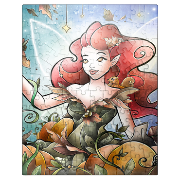 puzzleplate Hazel the Fairy of Autumn Stained Glass - Mandie Manzano 100 Jigsaw Puzzle