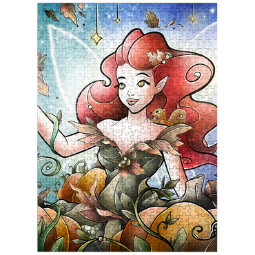 puzzleplate Hazel the Fairy of Autumn Stained Glass 500 Jigsaw Puzzle