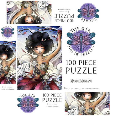 Eira the Fairy of Winter Stained Glass - Mandie Manzano 100 Jigsaw Puzzle box 3D Modell