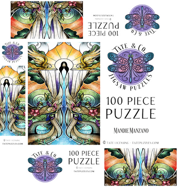 The Wells of Salvation Stained Glass - Mandie Manzano 100 Jigsaw Puzzle box 3D Modell