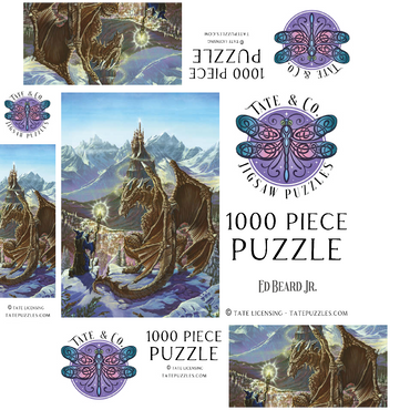 The Encounter Wizard & Dragon - Ed Beard Jr 1000 Jigsaw Puzzle box 3D Modell
