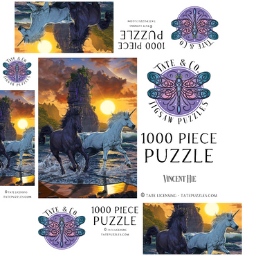 Unicorns in Sunset - Vincent Hie 1000 Jigsaw Puzzle box 3D Modell
